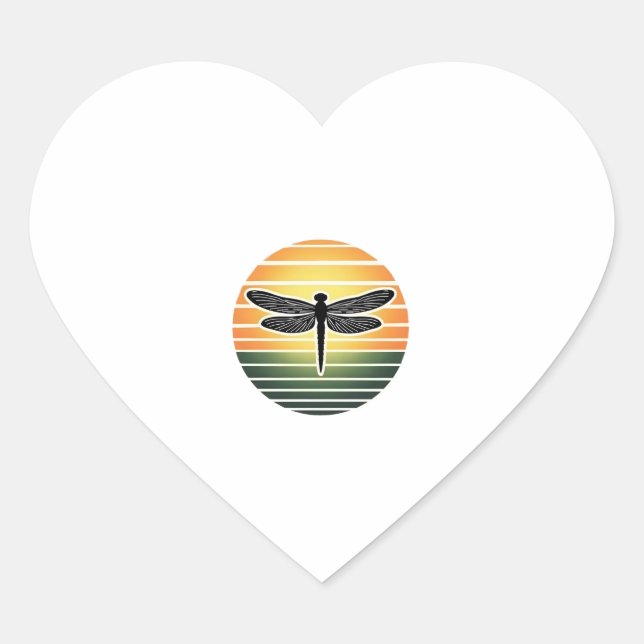 Sticker Cœur Dragonfly Retro (3) (Devant)