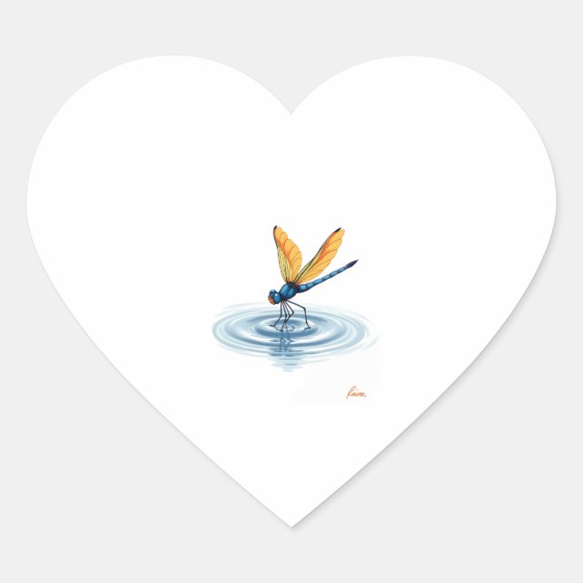 Sticker Cœur Dragonfly Tshirt Women Men Kids Insect Darner Skim (Devant)