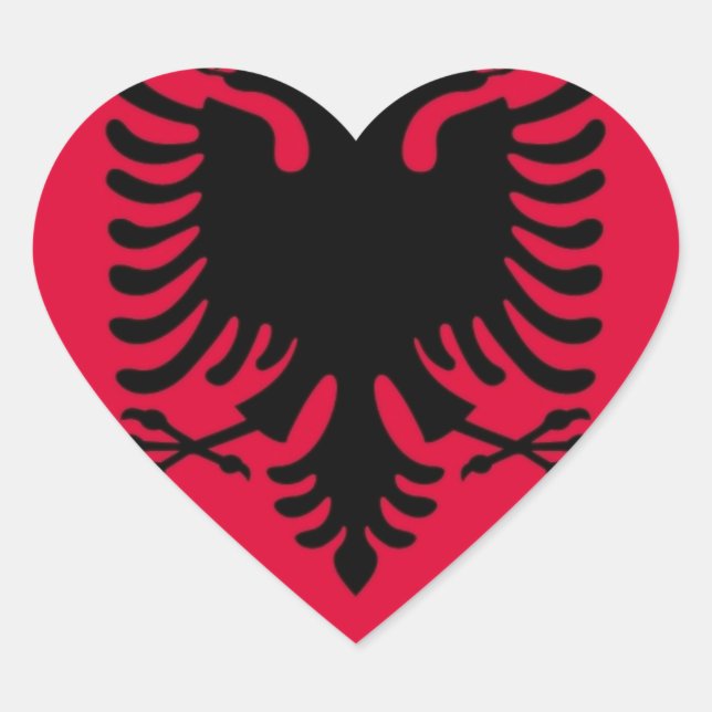 Sticker Cœur Drapeau albanais (Devant)