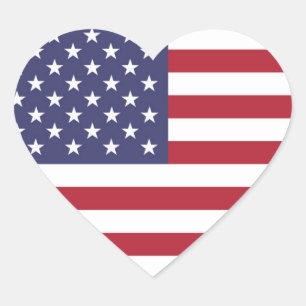 Sticker Coeur Drapeau Américain