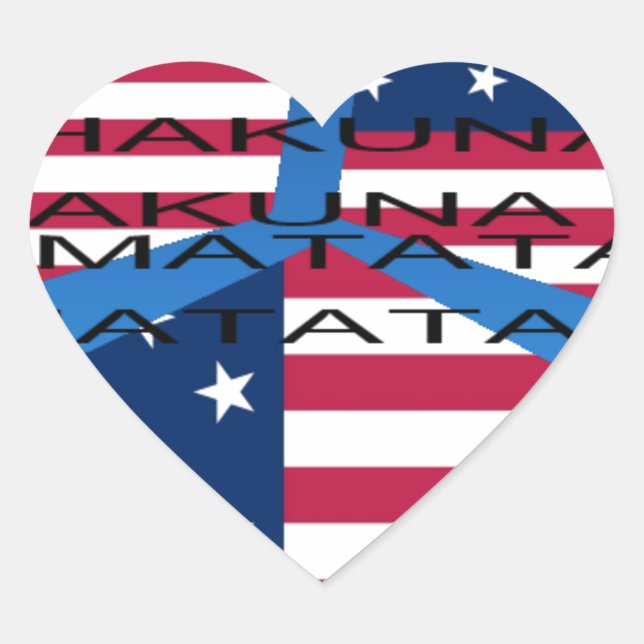 Sticker Cœur Drapeau américain avec Hakuna Matata : Design patr (Devant)