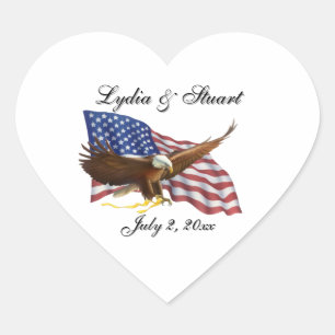 Sticker Cœur Drapeau américain et aigle