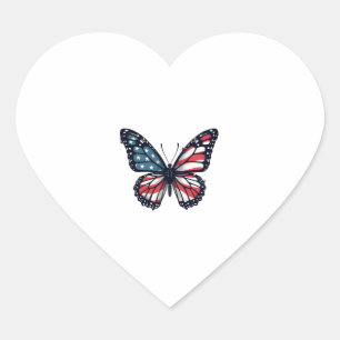 Sticker Cœur Drapeau américain libellule Patriotique 4 juillet
