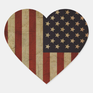 Sticker Cœur Drapeau américain vintage Grunge