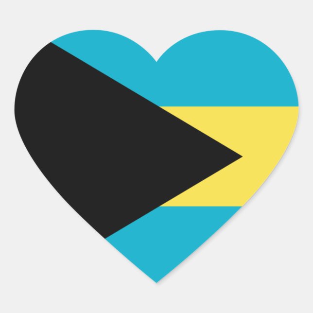 Sticker Coeur Drapeau Bahamas (Devant)