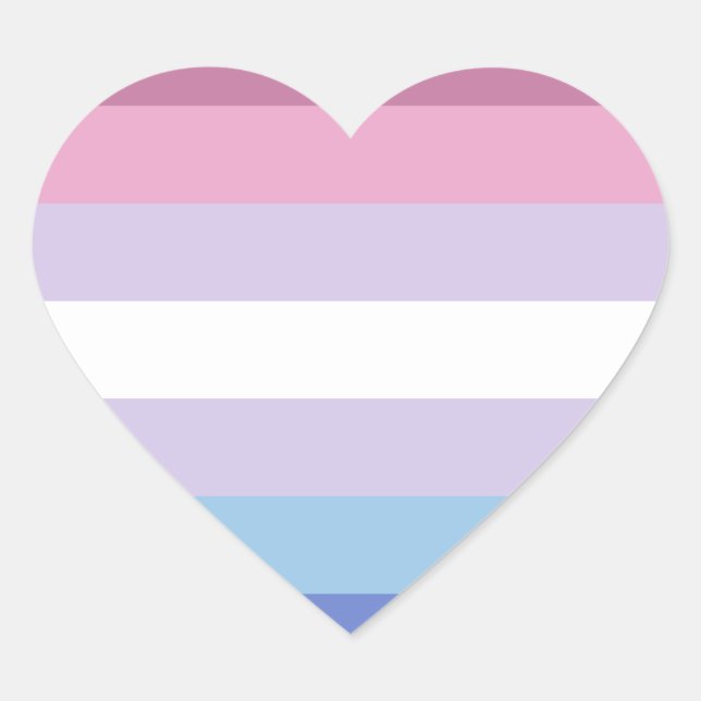 Sticker Cœur Drapeau Bigender Pride (Devant)