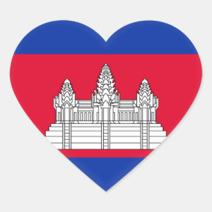 Sticker Cœur Drapeau cambodgien