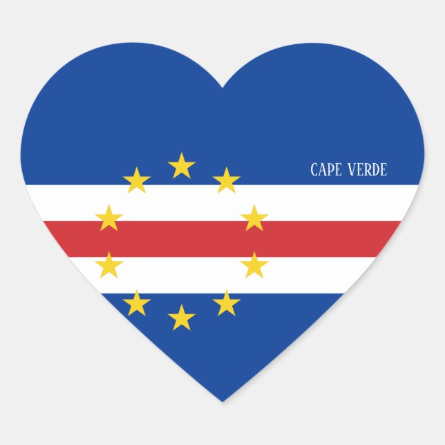 Sticker Cœur Drapeau Cap Vert Splendide Patriotique (Devant)