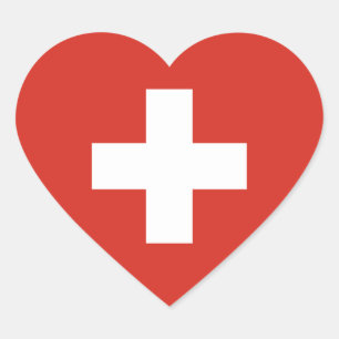 Sticker Cœur Drapeau cardiaque Suisse/Suisse