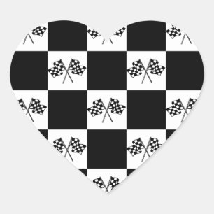 Sticker Cœur Drapeau Checkered automatique de drapeaux de