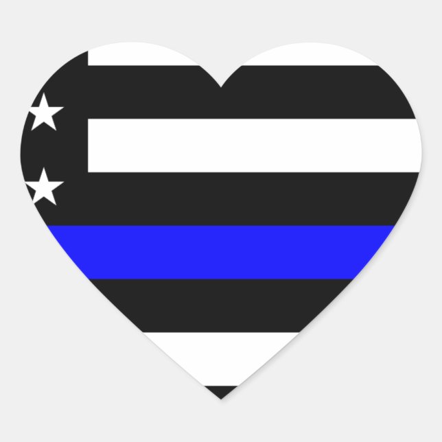Sticker Cœur Drapeau commémoratif des policiers de la Ligne Ble (Devant)