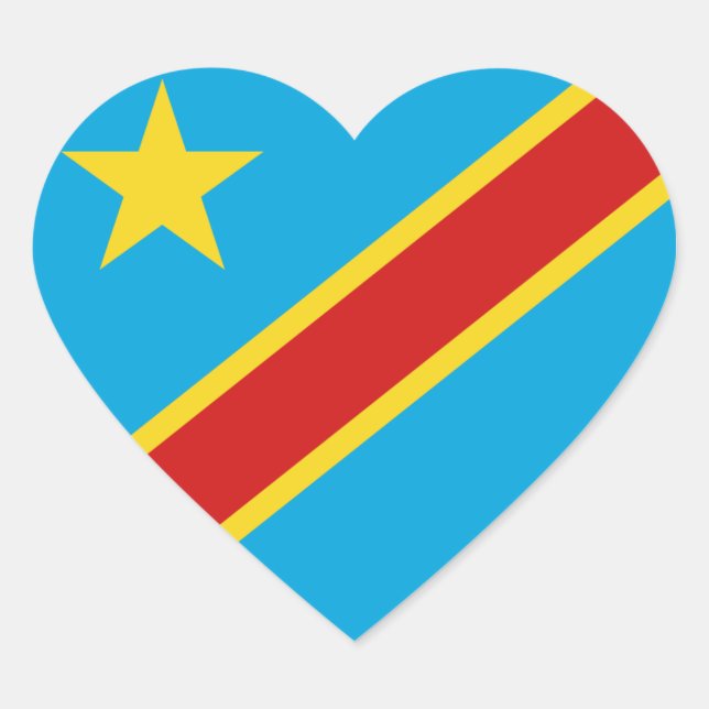 Sticker Coeur Drapeau Congo-Kinshasa (Devant)