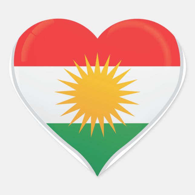 Sticker Cœur Drapeau d'amour du Kurdistan (Devant)