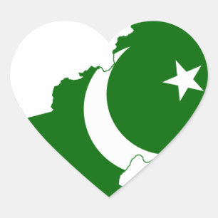 Sticker Cœur Drapeau de carte du Pakistan