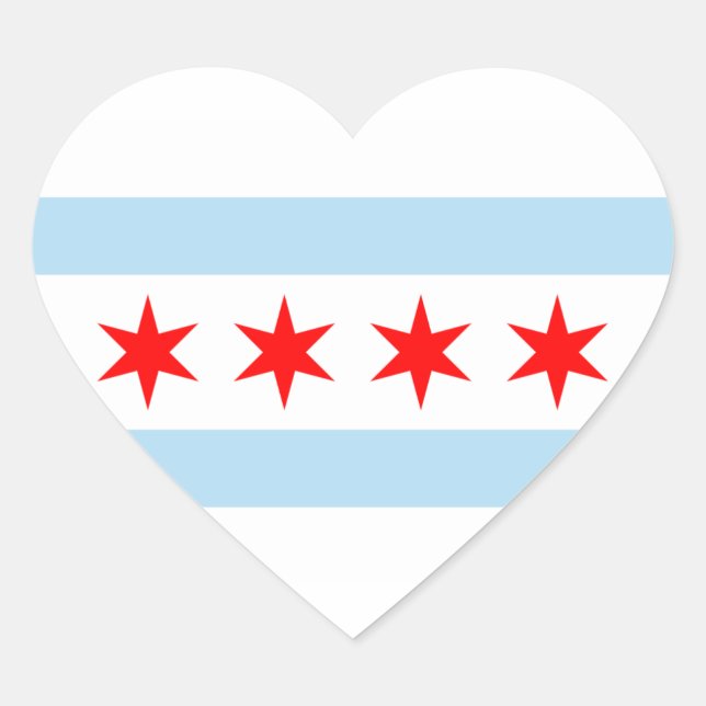Sticker Cœur Drapeau de Chicago (Devant)