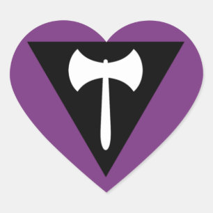 Sticker Cœur Drapeau de fierté lesbienne Ax pourpre