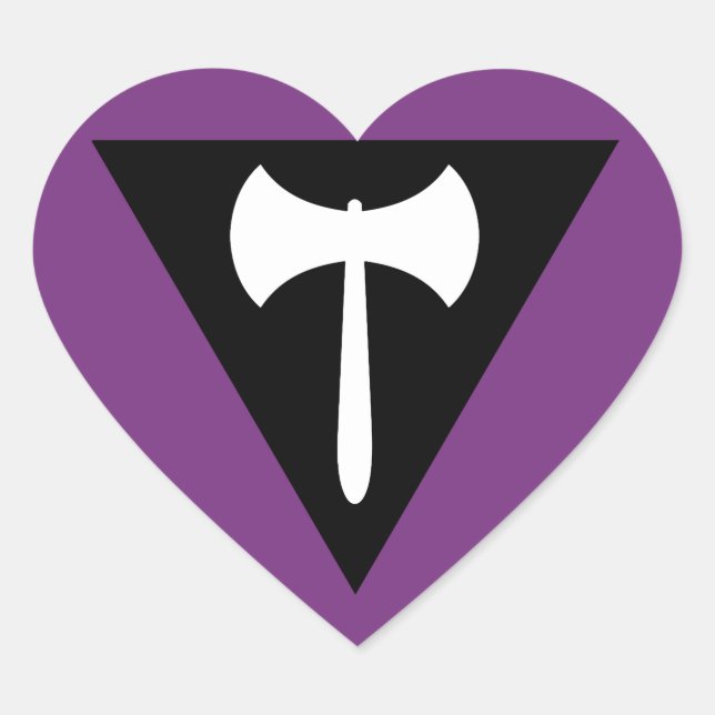 Sticker Cœur Drapeau de fierté lesbienne Ax pourpre (Devant)