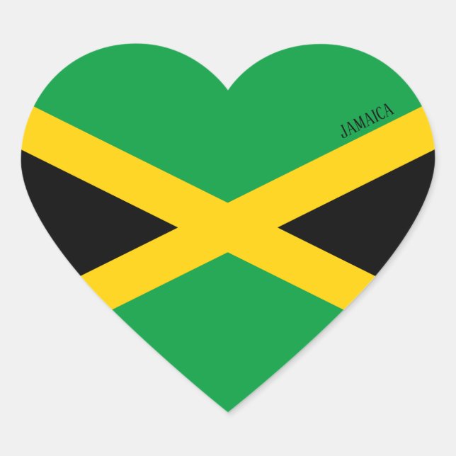 Sticker Cœur Drapeau de Jamaïque patriotique (Devant)