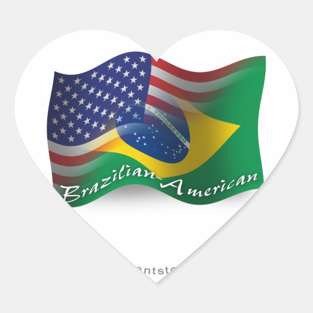 Sticker Cœur Drapeau de la Brazilian (Devant)