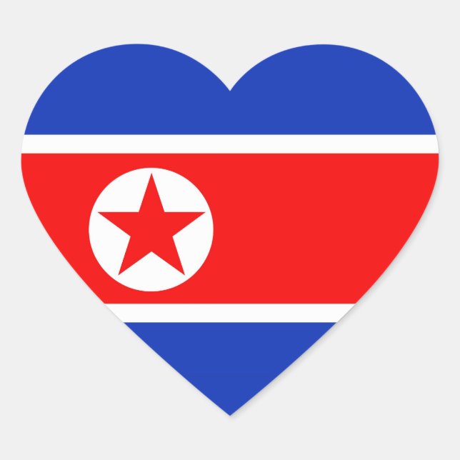 Sticker Cœur Drapeau de la Corée du Nord (Devant)