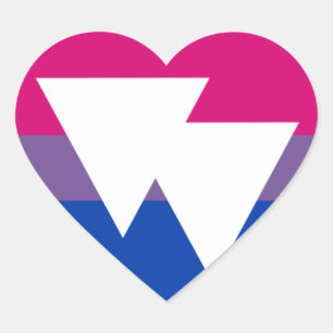 Sticker Cœur Drapeau de la fierté et du symbole bisexuel -