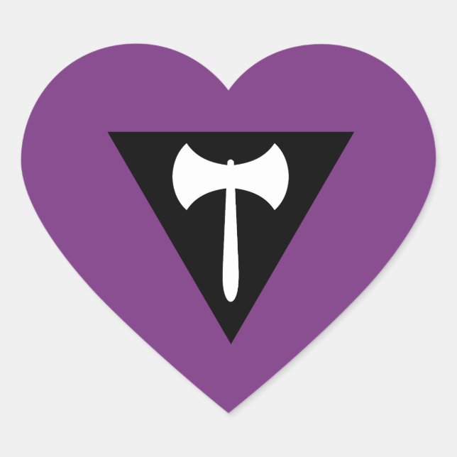 Sticker Cœur Drapeau de la fierté lesbienne Labrys (Devant)