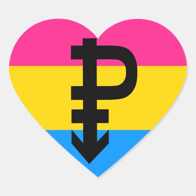 Sticker Cœur Drapeau de la fierté Pansexual (Devant)