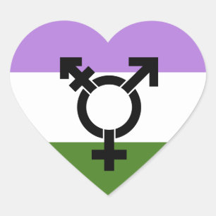 Sticker Cœur Drapeau de la Genderqueer Pride