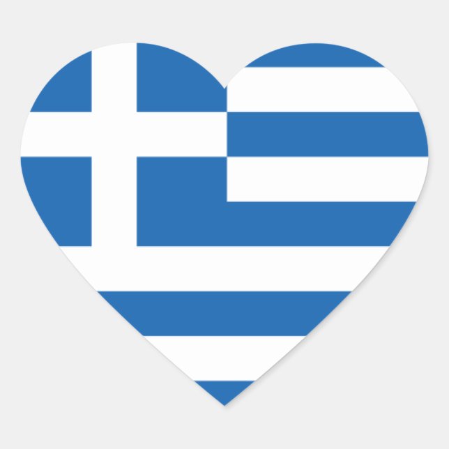 Sticker Cœur Drapeau de la Grèce (Devant)