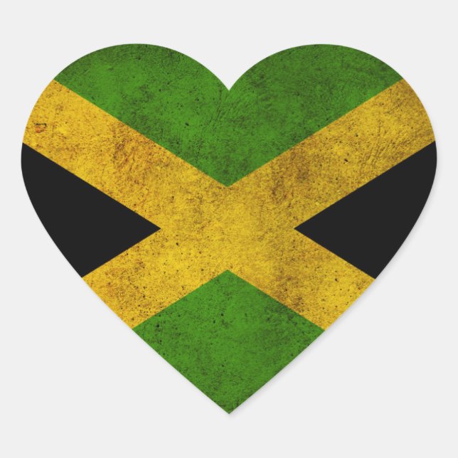 Sticker Cœur Drapeau de la Jamaïque Île - Fiers Jamaïcains - Ma (Devant)