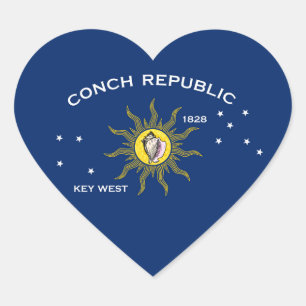 Sticker Cœur Drapeau de la République de Conch, Drapeau de Key