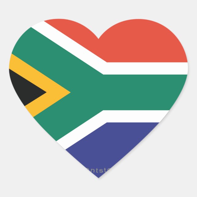 Sticker Cœur Drapeau de l'Afrique du Sud (Devant)