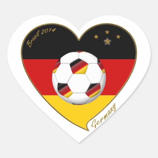 Sticker Cœur Drapeau de l'ALLEMAGNE FOOTBALL d'equipe nationale (Devant)