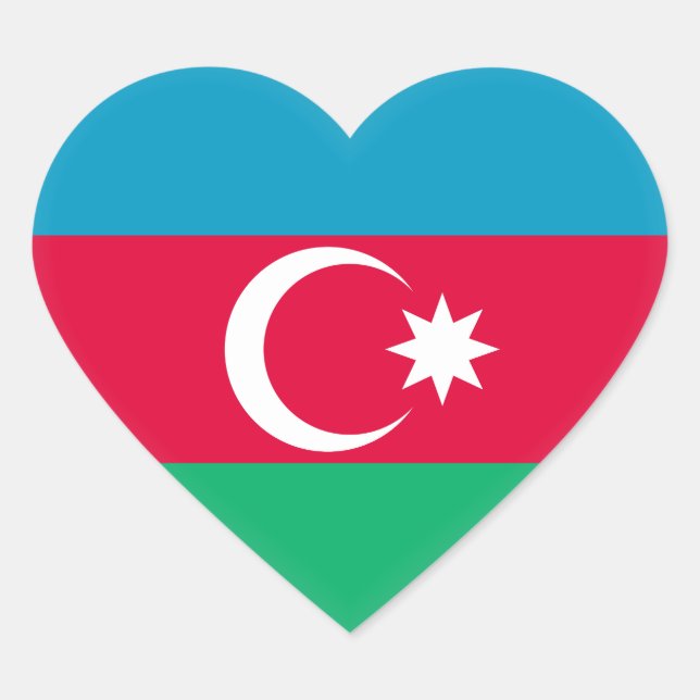Sticker Cœur Drapeau de l'Azerbaïdjan (Devant)