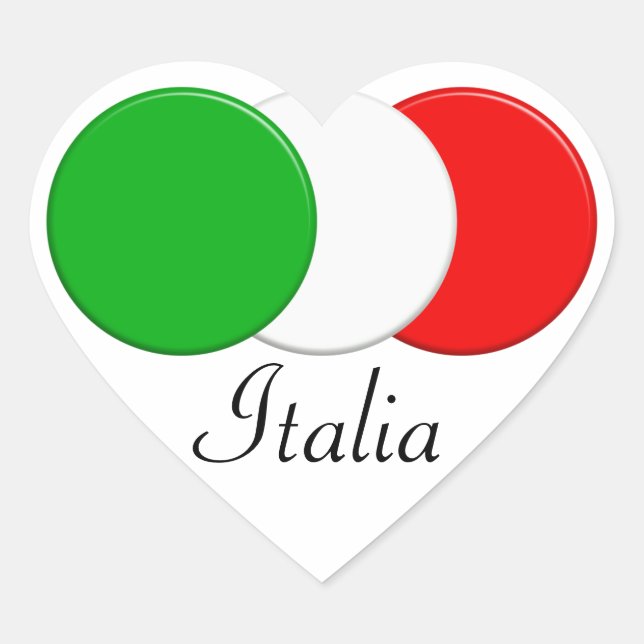 Sticker Cœur Drapeau de l'Italie. J'aime l'Italie. (Devant)