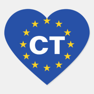 Sticker Cœur Drapeau de l'Union européenne "CT" de Catalogne