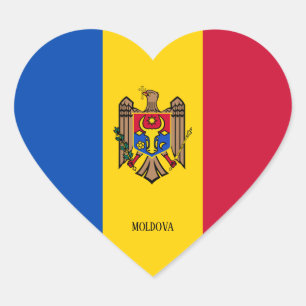 Sticker Cœur Drapeau de Moldavie Patriotique