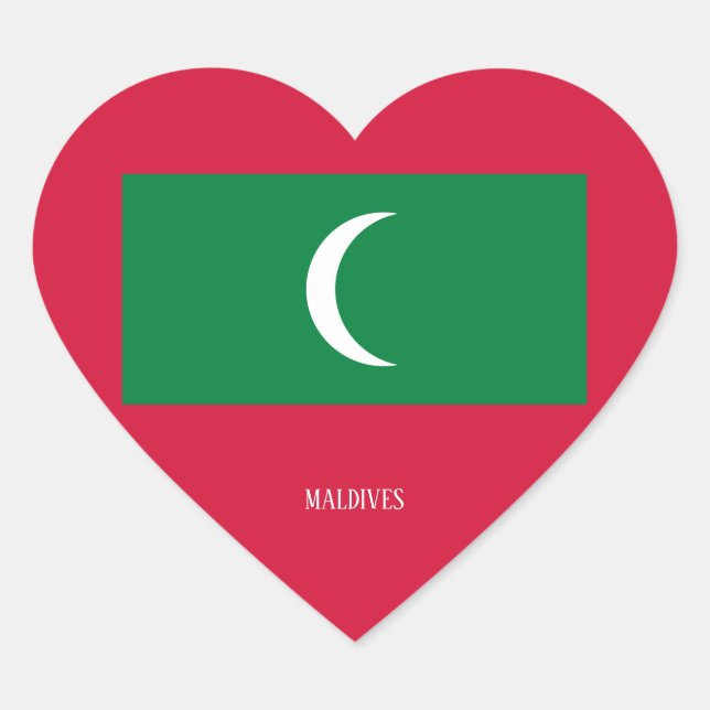 Sticker Cœur Drapeau des Maldives Splendide patriotique (Devant)