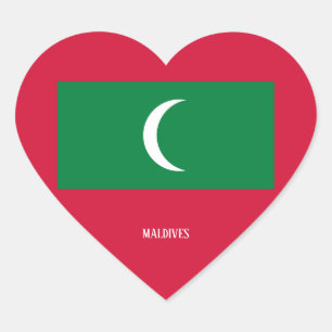 Sticker Cœur Drapeau des Maldives Splendide patriotique