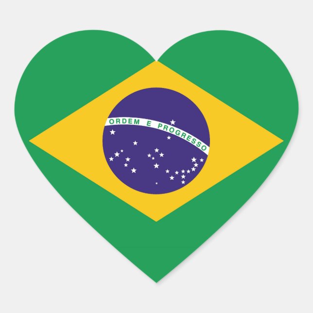 Sticker Cœur Drapeau du Brésil Bandeira do Brasil (Devant)