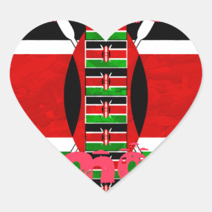 Sticker Cœur Drapeau du Kenya : Tuko Pamoja - Design d'art de l