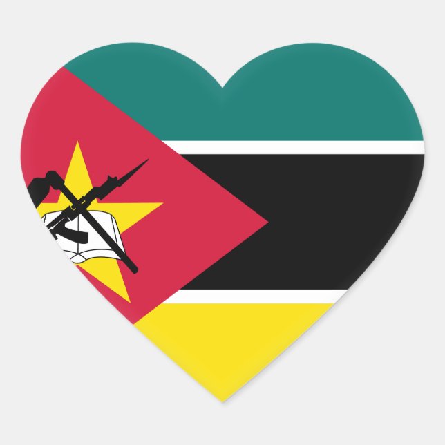 Sticker Cœur Drapeau du Mozambique (Devant)