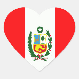 Sticker Cœur Drapeau du Pérou