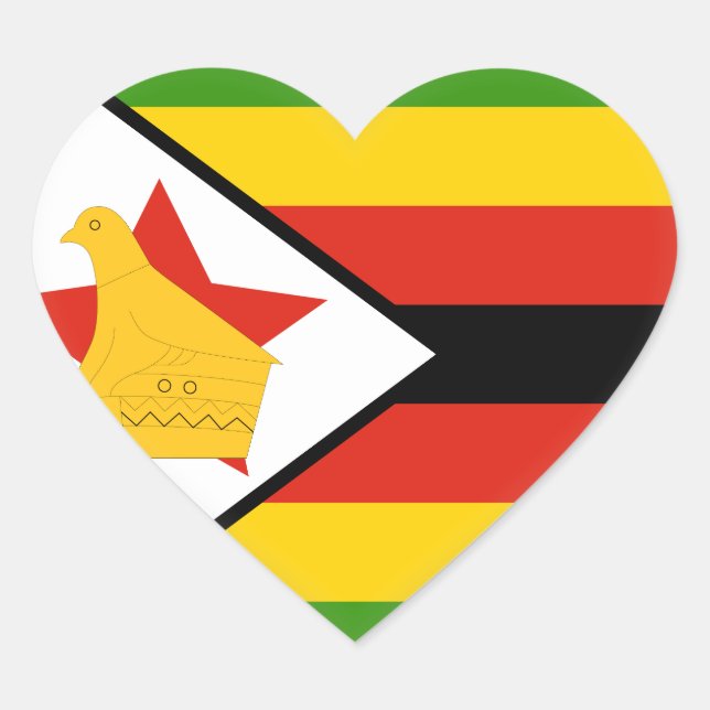 Sticker Cœur Drapeau du Zimbabwe (Devant)