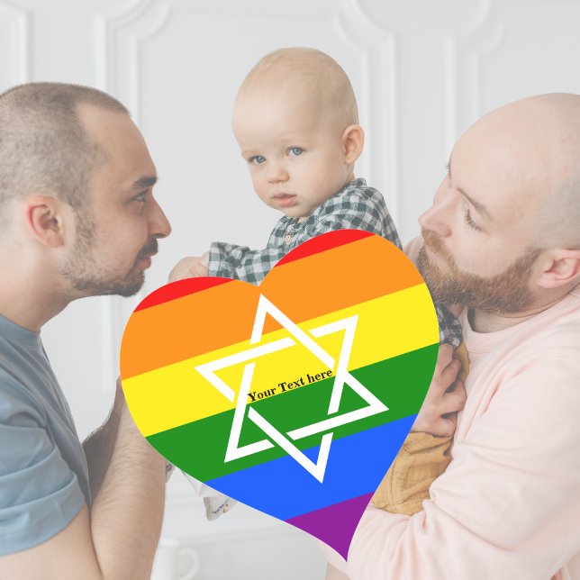 Sticker Cœur Drapeau gai Rainbow personnalisé Étoile juive de D (Créateur téléchargé)