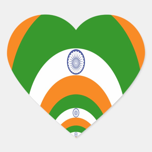 Sticker Cœur Drapeau indien Kaleidoscope : Unité et patriotisme (Devant)