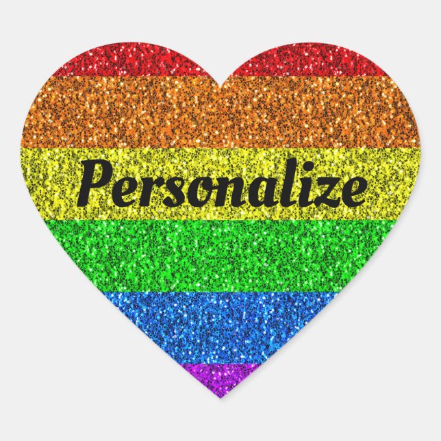 Sticker Cœur Drapeau LGBT vif arc-en-ciel pétillants Personnali (Devant)