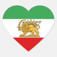 Drapeau persan avec Lion, Shah d'Iran au coeur de