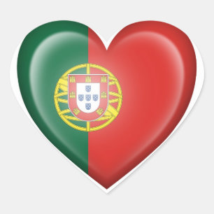 Sticker Cœur Drapeau portugais de coeur sur le blanc