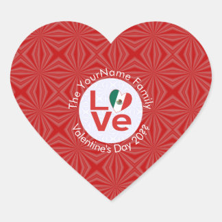 Sticker Cœur Drapeau Red LOVE mexicain personnalisé
